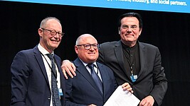 Die Präsidenten der drei Bildungsverbände von links nach rechts: Giorgio Sbrissa (EVTA), Joachim James Calleja (EfVET) sowie Thiemo Fojkar (EVBB).