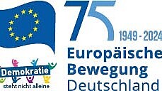 Logo der EBD zum 75. Geburtstag sowie Logo zum "Jahr der Demokratie" des IB